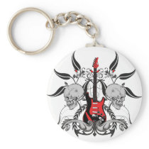 Grunge Guitar and Skull Key Chain