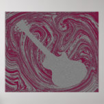 Grunge Guitar Poster, Dark Pink posters