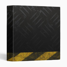 Grunge Hazard Stripes Diamond Plate 3 Ring Binder