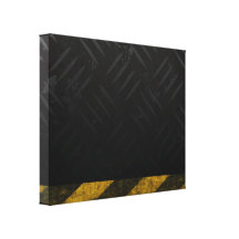 Grunge Hazard Stripes Diamond Plate Canvas Print