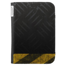 Grunge Hazard Stripes Diamond Plate Cases For Kindle