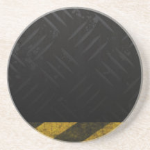 Grunge Hazard Stripes Diamond Plate Drink Coasters