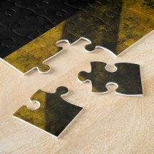Grunge Hazard Stripes Diamond Plate Jigsaw Puzzle