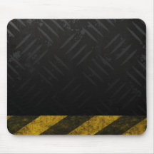 Grunge Hazard Stripes Diamond Plate Mousepad