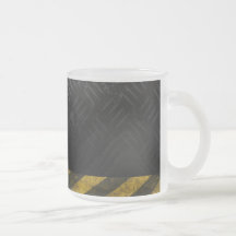 Grunge Hazard Stripes Diamond Plate Mug
