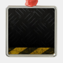 Grunge Hazard Stripes Diamond Plate Christmas Ornaments