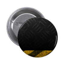 Grunge Hazard Stripes Diamond Plate Pin