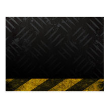 Grunge Hazard Stripes Diamond Plate Post Card