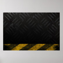 Grunge Hazard Stripes Diamond Plate Print