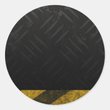 Grunge Hazard Stripes Diamond Plate Sticker