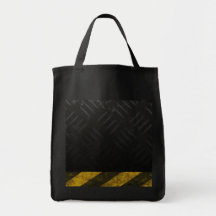 Grunge Hazard Stripes Diamond Plate Tote Bag