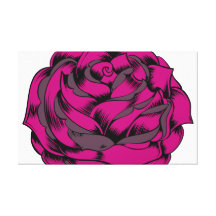Grunge Hot Pink Rose Flower Canvas Prints