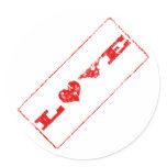 Grunge Love Rubber Stamp Sticker