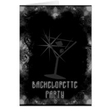 Grunge Martini Card 1 Bachelorette Party - B&W