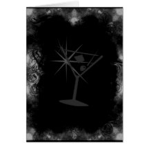 Grunge Martini Card Template 1 - Black & White