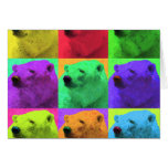 Grunge Pop Art Popart Polar Bear Closeup Colourful Cards