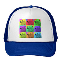 Grunge Pop Art Popart Polar Bear Closeup Colourful Mesh Hats