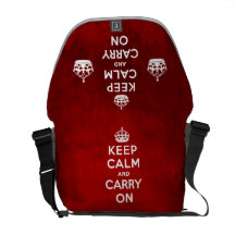Grunge Red & KHAKI KEEP CALM AND CARRY ON Courier Bags
