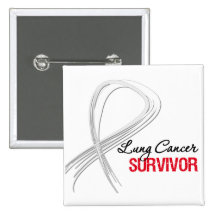 Grunge Ribbon Lung Cancer Survivor Pin