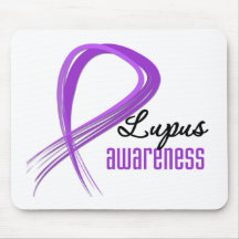 Grunge Ribbon Lupus Awareness Mouse Pads