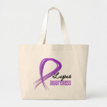 Grunge Ribbon Lupus Awareness Tote Bags