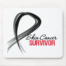 Grunge Ribbon Skin Cancer Survivor Mouse Pad