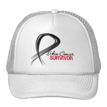 Grunge Ribbon Skin Cancer Survivor Trucker Hat