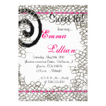 grunge rock chain pink  Sweet Sixteen party Invite