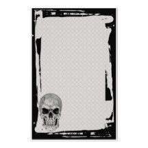 Grunge Skull Chain Link Fence Goth Stationery