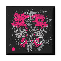 GRUNGE SKULLS REFRIGERATOR MAGNETS