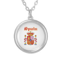 Grunge Spain coat of arms designs Personalized Necklace