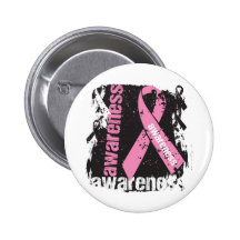 Grunge Splatter Breast Cancer Awareness Buttons