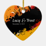 Grunge Splatter Save the Date Heart Valentine Christmas Tree Ornaments