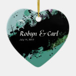 Grunge Splatter Save the Date Heart Valentine Christmas Tree Ornament