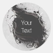 Grunge stained paint splats and strokes round stickers