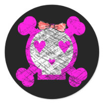 GRUNGE STYLE EMO GIRL SKULL ROUND STICKERS