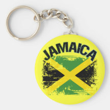 Grunge Style Jamaica Flag Design Keychains