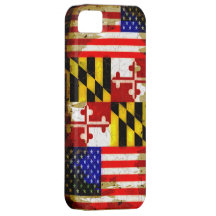 Grunge Style Maryland and USA Flags iPhone 5 Case