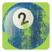 Grunge Style Number 2 Billiard Ball Stickers