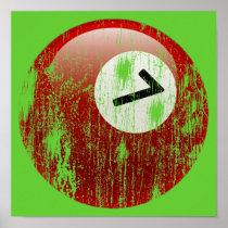Grunge Style Number 7 Billiards Ball