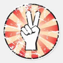 Grunge style peace hand sign stickers