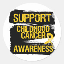 Grunge Support Childhood Cancer Awareness Round Stickers