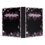 Grunge Swirl Flowers Binder Black Pink