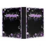 Grunge Swirl Flowers Binder Black Purple