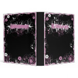 Grunge Swirl Flowers Notes Binder Black Pink