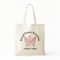 Grunge Tattoo Butterfly 6.1 Breast Cancer Canvas Bag