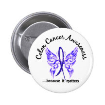 Grunge Tattoo Butterfly 6.1 Colon Cancer Buttons