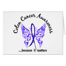 Grunge Tattoo Butterfly 6.1 Colon Cancer Greeting Card