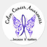 Grunge Tattoo Butterfly 6.1 Colon Cancer Round Sticker