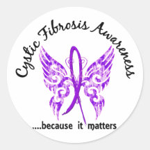 Grunge Tattoo Butterfly 6.1 Cystic Fibrosis Round Stickers